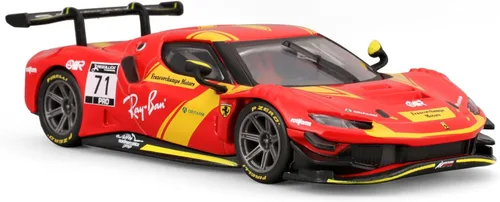 Vista 6 de 1:43 Modelo de coche Ferrari 296 GT3-2022, rojo # 71 aleación coche modelo fundido