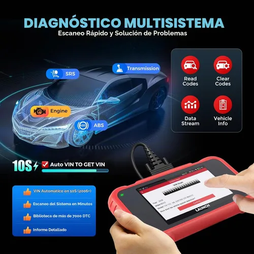 Vista 4 de LAUNCH Escáner CRP129E V2.0 Elite OBD2, reinicio de 12, herramienta