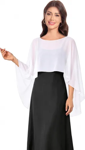 Vista 37 de Baoqiya Women's Shawls and Wraps for Evening Dresses Chiffon Cape verde ( Bean Green )