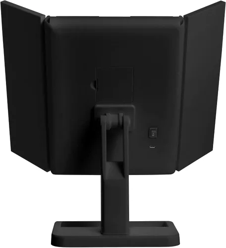 Vista 6 de MELANNCO Elements - Espejo de tocador LED de tres pliegues, 3 aumentos y luces LED regulables, negro, 7.09 x 4.69 x 11.61 pulgadas