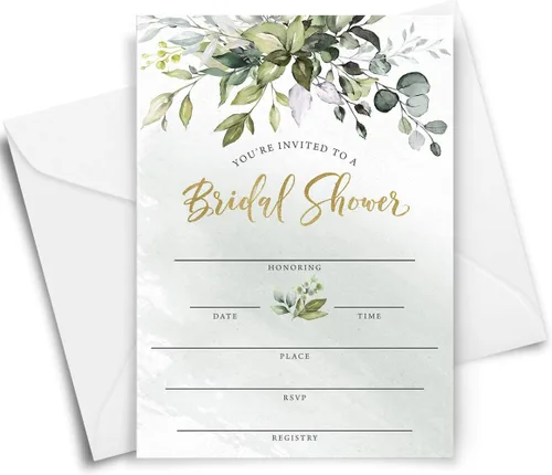 Vista 4 de Printed Party Invitaciones y sobres para despedida de soltera, vegetación, juego de 25