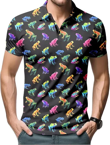 Vista 31 de Camisa de golf de los años 80 para hombre, ajuste seco, manga corta, estampada, divertidas, camisas de golf de los años 90 para hombre