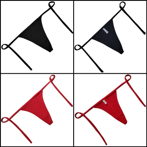 Vista 3 de Zerolove Paquete de 4 tangas de algodón para mujer, tanga sexy con espalda en T