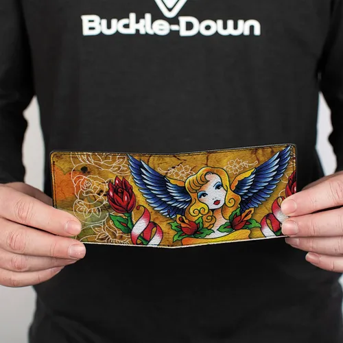 Vista 4 de Buckle-Down Billetera plegable PU para hombre, TJ-Blonde, multicolor, 4.0" x 3.5", Varios