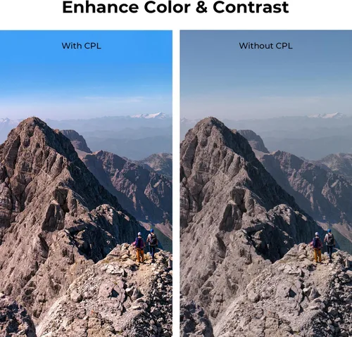 Vista 3 de Beschoi Filtro polarizador de 1.457 in, filtro polarizador circular multicapa de 30 capas con revestimiento nano multicapa (CPL) con vidrio óptico