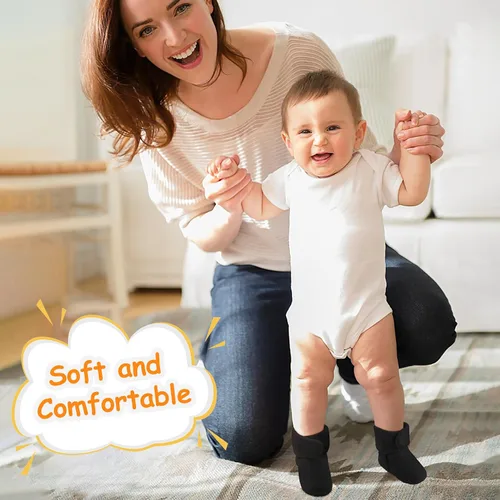 Vista 2 de Botines de forro polar para recién nacido, unisex, antideslizantes, para recién nacidos, primeros pasos, zapatos cálidos para la casa para bebés