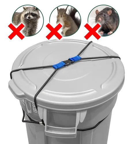 Vista 2 de ENCASED Bloqueo de cubo de basura extra grande para animales/mapaches, cuerda elástica resistente extra grande para exteriores