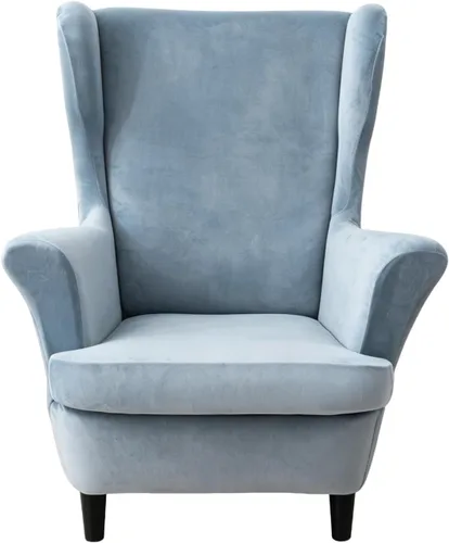 Vista 11 de Wingback - Funda elástica para silla, 2 piezas, con respaldo de ala, funda protectora de muebles impresa, suave con parte inferior elástica