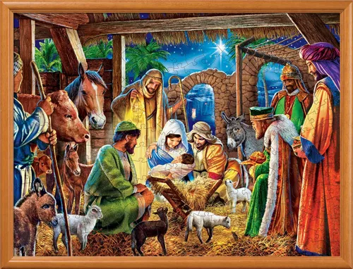 Vista 5 de MasterPieces Rompecabezas de Navidad EZ Grip de 300 piezas - Away in a Manger - 18 x 24 pulgadas