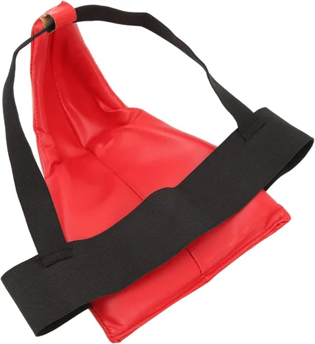 Vista 6 de Protector de ingle de boxeo, protector de entrepierna de boxeo rojo ajustable para artes marciales para niños y jóvenes (M)
