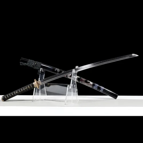 Vista 8 de Katana，Hand-Forged Katana Sword，Razor-Sharp 1095 & T10 Damascus Steel Blade, Full-Tang Structure for Martial Arts Practice, Collector's Display