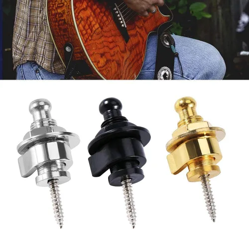 Vista 3 de Tbest Guitarra de bloqueo de seguridad, 10 unids/bolsa, correa de guitarra de metal, cerraduras y botones, correas de seguridad de liberación
