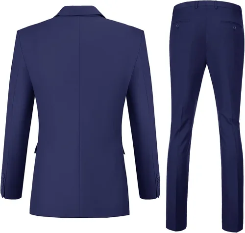 Vista 2 de Datysum Traje de 2 piezas para hombre de boda, esmoquin, chaqueta de baile de graduación, trajes ajustados de dos botones, vestido de boda, chaqueta