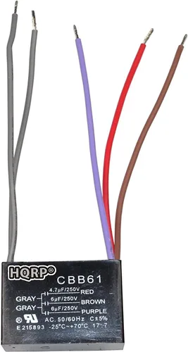 Vista 24 de HQRP Condensador de ventilador de techo CBB61 1uf+2uf de 3 cables listado UL