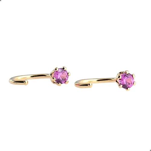 Vista 64 de Half Huggie Birthstone Gold Hoop Earrings for Women Tiny Cartilage Stud Piercing Earring Hypoallergenic Earring Screw Back Dainty Hug