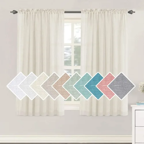 Vista 19 de H.VERSAILTEX - Cortinas de mezcla de lino natural semitransparentes, con bolsillo para cortinero, filtrado de luz, 2 paneles, para sala de estar Gris