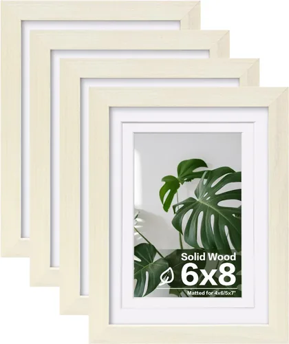 Vista 58 de Egofine - Juego de 4 portarretratos A4 de madera maciza y cubierta de plexiglás de 4 x 6/6 x 8 pulgadas con paspartú o A4 sin paspartú, para mesa