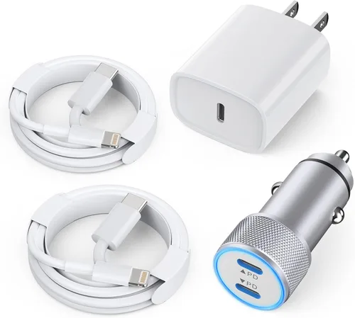 Vista 8 de Cargador rápido para iPhone, 2 unidades de adaptador USB C de doble puerto [certificado Apple MFi] carga súper rápida con 2 cables Lightning rápidos