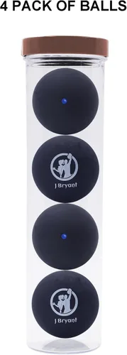 Vista 6 de J Bryant Squash Balls - Paquete de 4 bolas de goma de punto azul para principiantes y niños