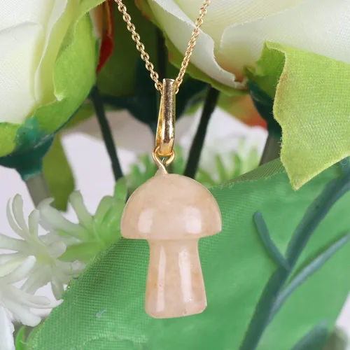 Vista 4 de GEMHUB Colgante de cristal de hongo Cristales y piedras curativas Colgante de hongo de piedras preciosas para mujeres y niñas, regalos de joyería