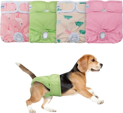 Vista 20 de Teamoy 4 piezas de pañales lavables para perras, fundas reutilizables para pañales de perras, superabsorbentes y cómodas, XS