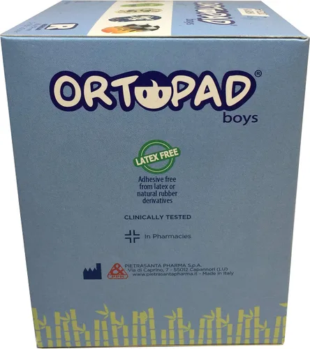 Vista 2 de Ortopad® Parches de bambú para niños, 50/bx, paquete de llamas de carreras, tamaño regular 4+ años