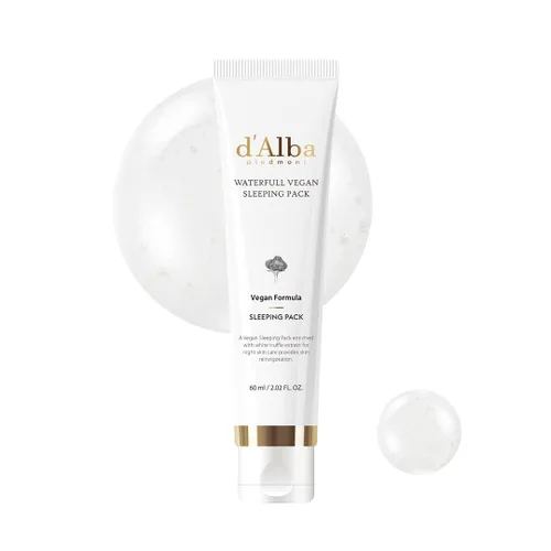 Vista 8 de d'alba Piedmont Paquete de Sueño Vegano de Trufa Blanca Italiana Waterfull, Mascarilla Facial Nocturna Sin Enjuague, Tipo Gel Portátil