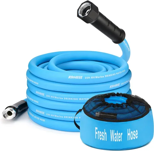 Vista 12 de Kohree Manguera de agua para autocaravana de 5/8 pulgadas x 15 pies, manguera de agua potable prémium con diseño sin torceduras, sin fugas, ligera