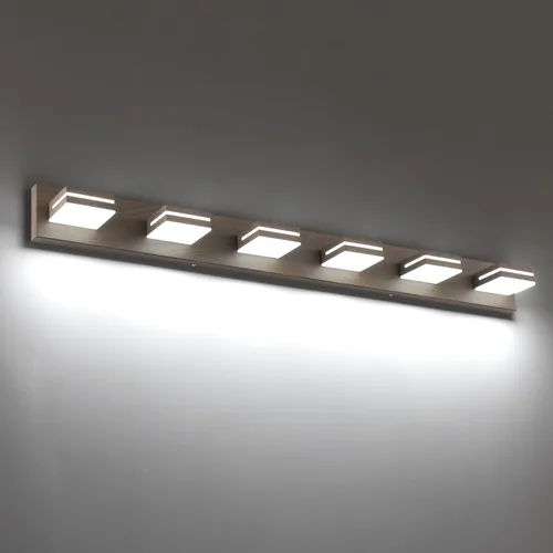 Vista 17 de SineRise - Moderna lámpara LED para tocador de baño (2 luces, 39.4 cm, regulable), iluminación de pared de baño moderna de acrílico cepillado sobre