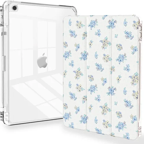 Vista 14 de Feams Funda para iPad de 9ª generación, funda triple para iPad 10.2, cubierta trasera transparente con soporte para lápiz y apagado Ángel
