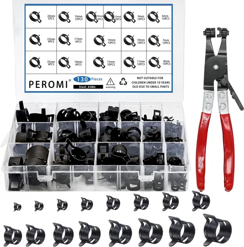 Vista 9 de 100 Piezas Abrazaderas de Manguera de Banda de Resorte de 0.24 a 0.98 pulgadas con Kit Surtido de Alicate de Abrazadera de Manguera Plana Giratoria