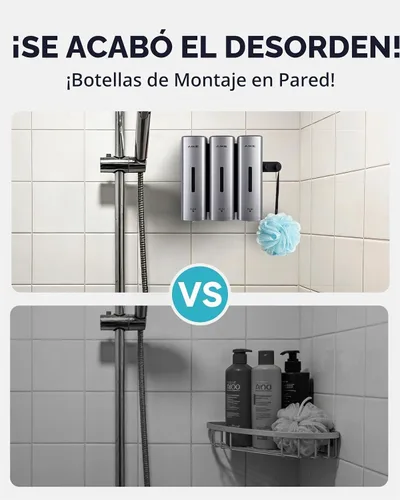 Vista 6 de AIKE Dispensador de champú y acondicionador de ducha de 3 cámaras para baño Plata