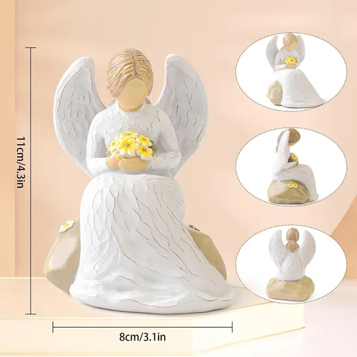 Vista 2 de JEPELUS Estatuas y figuras de ángel de la guarda, ramo de mano, figuras de ángel de resina, estatuas de regalo para mujeres, madre, abuela