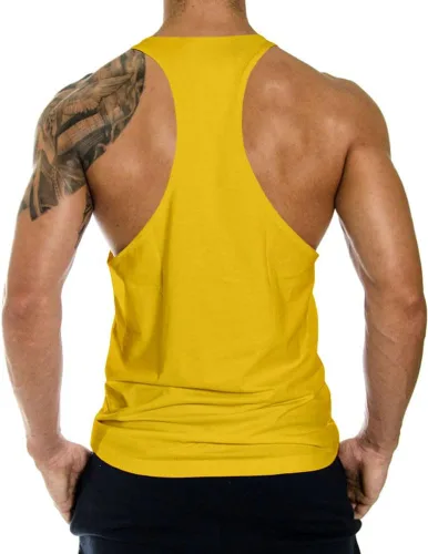 Vista 3 de Camiseta sin mangas de gimnasio para hombre, con espalda en Y, fitness, culturismo, entrenamiento muscular, camiseta sin mangas