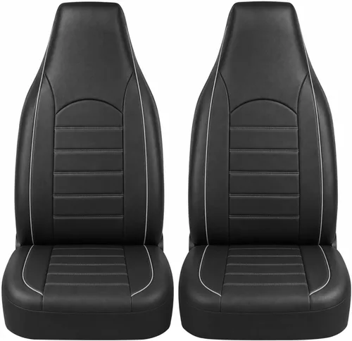 Vista 13 de TOYOUN fundas clásicas universales de cuero sintético para asiento delantero de automóvil, fundas de asiento tipo cubo de respaldo alto - Se adaptan
