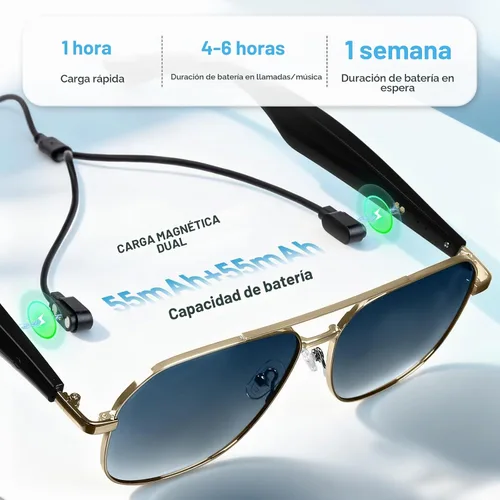 Vista 4 de Lentes inteligentes AI Bluetooth5.4, 140 idiomas en tiempo real