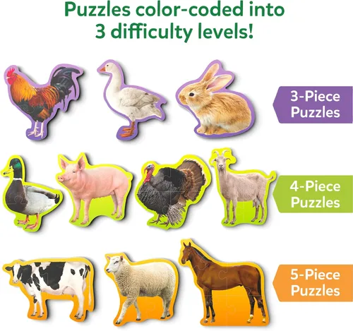 Vista 3 de Skillmatics Rompecabezas Paso a Paso – Rompecabezas de 40 Piezas y Rompecabezas para Niños Pequeños, Animales de Granja, Rellenos de Calcetines