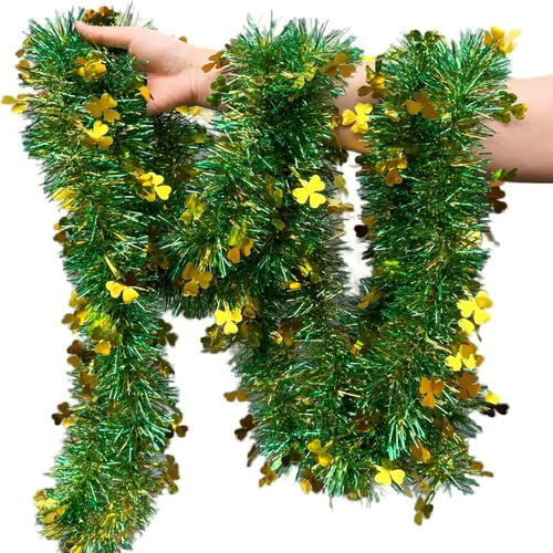 Vista 13 de Guirnalda de Pascua, guirnaldas de oropel de primavera pastel de 50 pies para interiores y exteriores, oficina, árbol, ventana, suministros
