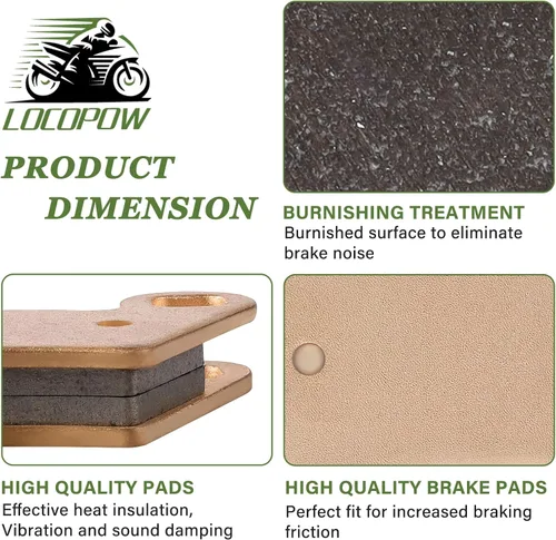 Vista 6 de LOCOPOW Pastillas de freno sinterizadas para Polaris Ranger 800 500 570 700 900 XP compatibles con Polaris RZR 900 XP Ranger Crew 500 RZR 4 800 RZR