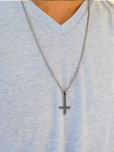 Vista 4 de Long tiantian Collar de cruz occidental para hombre, collares de cruz plateadadorada para mujeres y hombres, collares de cruz en capas cruzadas