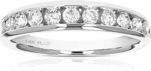 Vista 14 de VIR JEWELS Alianza de boda de diamante de 1/4 quilates a 1 cttw para mujer, anillo de boda de diamante de ajuste cómodo en juego de canales de oro