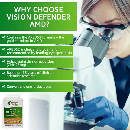 Vista 2 de Vision Defender AMD AREDS2 Vitaminas para los ojos – Fórmula AREDS 2 exacta con luteína y zeaxantina, vitaminas C y E, zinc 25 mg y cobre