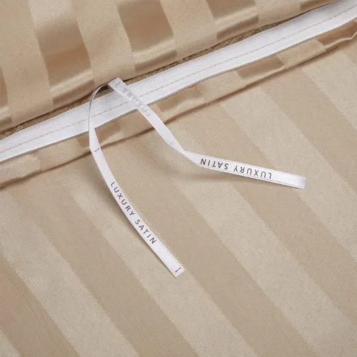 Vista 3 de Funda de edredón de satén a rayas de microfibra de seda sintética jacquard, funda de edredón individual de 54 x 90 pulgadas, suave hotel de 2 piezas