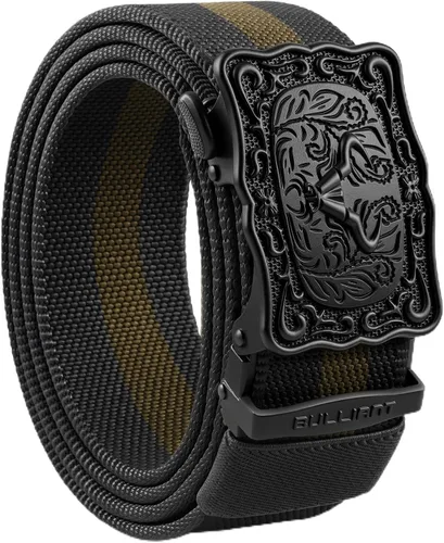 Vista 8 de BULLIANT Cinturón para hombre, cinturón de trinquete elástico de nailon ajustado para Jean Cow Boy Golf 1 3/8 corte para ajuste