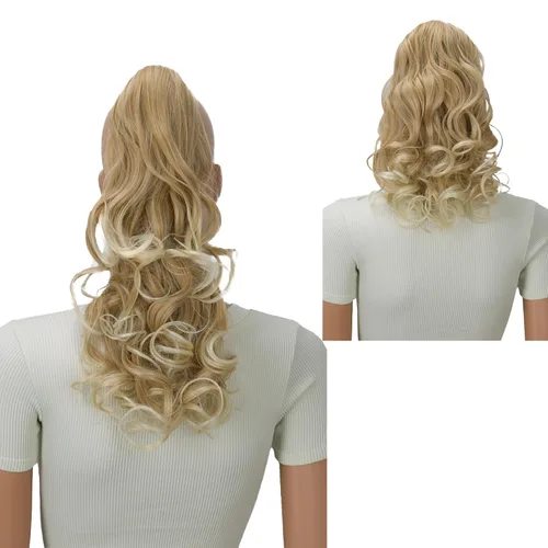 Vista 16 de PRETTYSHOP 16 o 20 pulgadas clip para el pelo en extensión cola de caballo 2 en 1 rizada resistente al calor