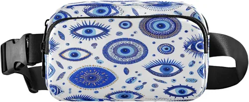 Vista 25 de Riñonera con patrón de lunares rojos y blancos para mujeres y hombres, cangurera pequeña, bolsa cruzada para exteriores, senderismo, correr, viajes