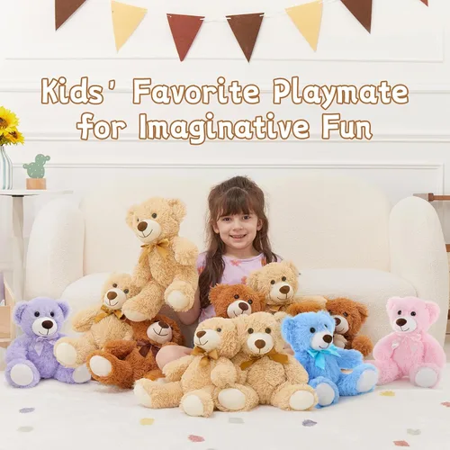 Vista 4 de MorisMos 10 Osos de Peluche a Granel para Baby Shower, Osos de Peluche Lindos de 14 Pulgadas Animales de Peluche de Felpa, Pequeños Osos de Peluche