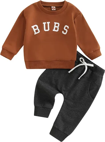 Vista 36 de Ropa de otoño e invierno para bebé niño pequeño, sudadera con cuello redondo y pantalones deportivos