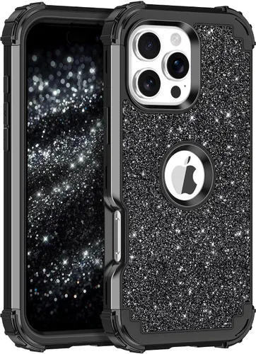 Vista 21 de LONTECT Funda para iPhone 15 Plus con purpurina brillante 3 en 1, a prueba de golpes, resistente, híbrida, resistente, funda protectora de alto