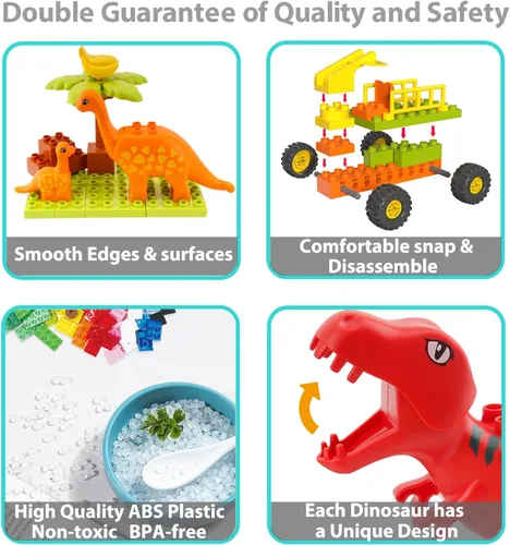 Vista 6 de Bloques de construcción para niños pequeños de 3 a 5 años, juguetes de dinosaurio